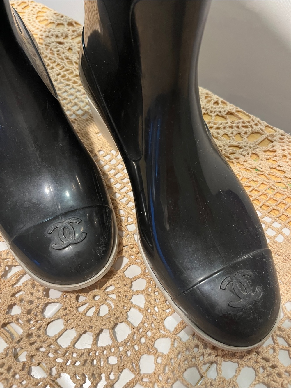 Vintage CHANEL Black Rain Boots - Picture 2 of 9